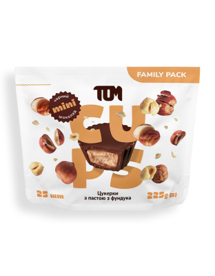 TOM peanut butter Цукерки з пастою фундука чорний шоколад - Family Pack (225 g)