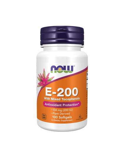 NOW E-200 (134 mg) With Mixed Tocopherols (100 softgels)