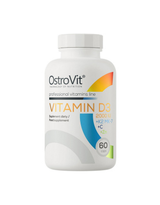 OstroVit Vitamin D3 2000 IU+K2+MK-7+C+Zn (60 caps)