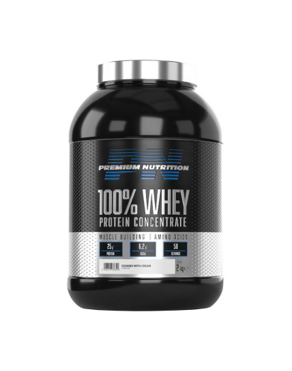 Premium Nutrition 100% Whey Protein Concentrate (2 kg, cookies with cream)
