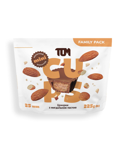 TOM peanut butter Цукерки з мигдальною пастою в молочному шоколаді - Family Pack (225 g)