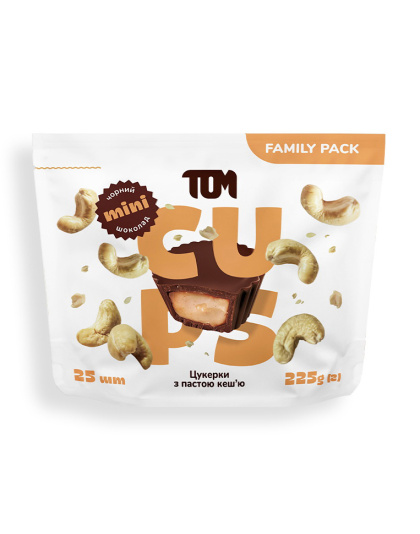 TOM peanut butter Цукерки з пастою кеш'ю чорний шоколад - Family Pack (225 g)