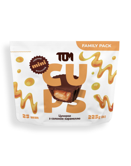 TOM peanut butter Цукерки з солоною карамеллю чорний шоколад - Family Pack (225 g)