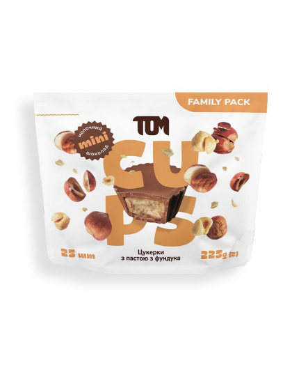 TOM peanut butter Цукерки з пастою фундука в молочному шоколаді - Family Pack (225 g)