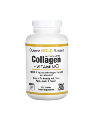 California Gold Nutrition Collagen Hydrolyzed + Vitamin C (250 tab)