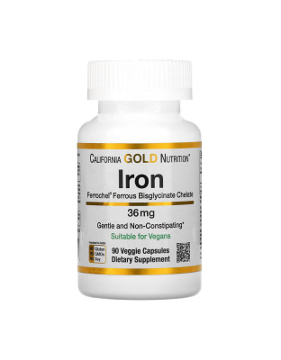 California Gold Nutrition Iron 36 mg (90 veg caps)