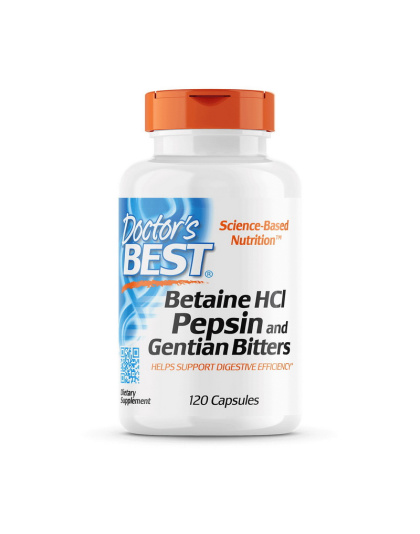 Doctor's BEST Betaine HCL Pepsin and Gentian Bitters (120 caps)