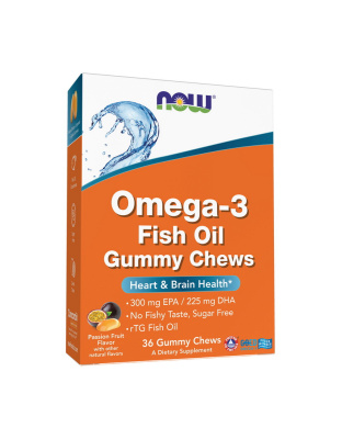 NOW Omega-3 Fish Oil Gummy Chews (36 gummy chews, passion fruit)