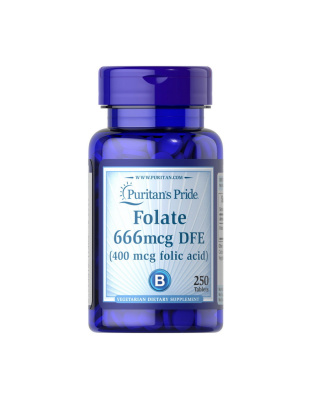 Puritan's Pride Folate 666 mcg DFE (Folic Acid 400 mcg) (250 tablet)