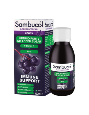 Sambucol Immuno Forte No Added Sugar + Vitamin C + Zinc Liquid (120 ml)
