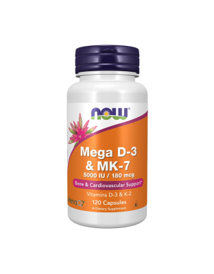 NOW Mega D-3 & MK-7 5000 IU / 180 mcg (120 veg caps)