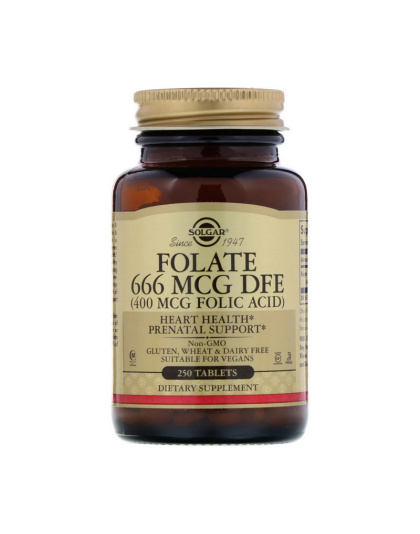 Solgar Folate 666 mcg DFE (Folic Acid 400 mcg) (250 tabs)