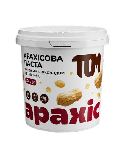 TOM peanut butter Арахісова Паста (500 g, з чорним шоколадом та вишнею)