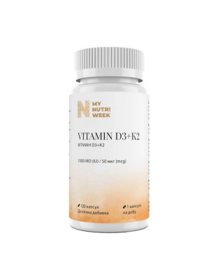 My Nutri Week Vitamin D3+K2 1000 IU (50 mcg) (120 caps)