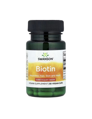 Swanson Biotin 5,000 mcg (30 veg caps)
