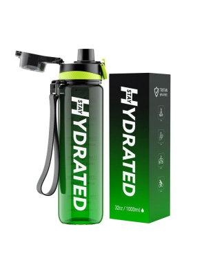 Brave U Hydrate Waterbottle (1 L, green/black)