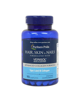 Puritan's Pride Hair, Skin & Nails with VERISOL (термін до 28.10.2026) (90 caplets)