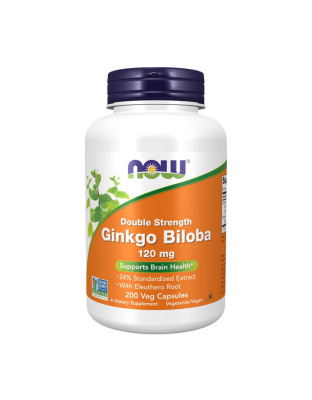 NOW Ginkgo Biloba 120 mg Double Strength (200 veg caps)