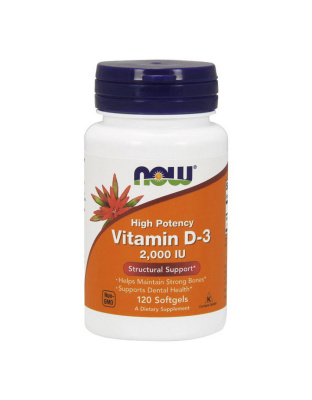 NOW Vitamin D-3 50 mcg (2000 IU) (120 softgels)