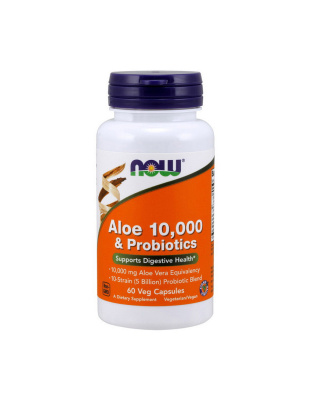 NOW Aloe 10,000 & Probiotics (60 veg caps)