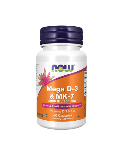 NOW Mega D-3 & MK-7 5000 IU / 180 mcg (60 veg caps)