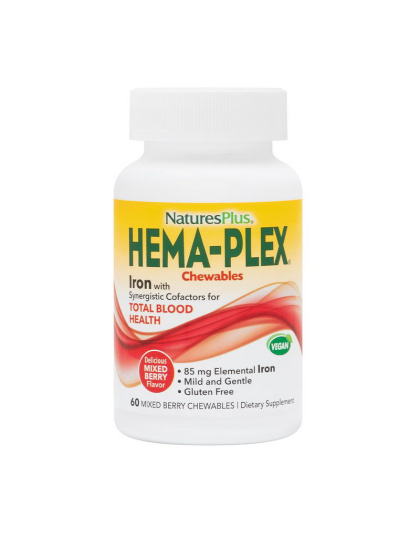 Natures Plus Hema-Plex Iron (60 chew tabs, mixed berry)