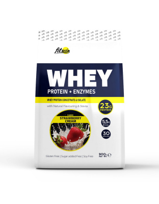 FitWin Whey Protein + Enzymes (900 g, strawberry cream)