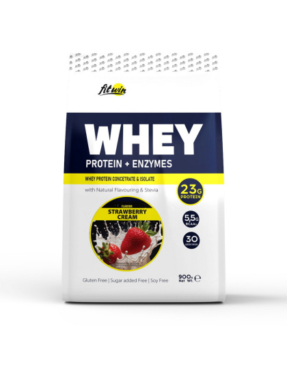 FitWin Whey Protein + Enzymes (900 g, strawberry cream)
