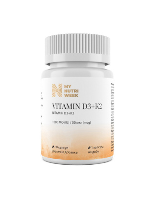 My Nutri Week Vitamin D3+K2 1000 IU (50 mcg) (60 caps)