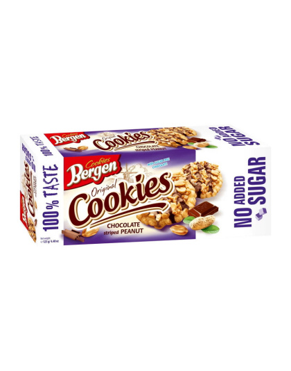 Bergen Original Cookies (125 g, chocolate striped peanut)