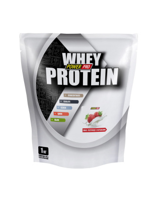 Power Pro Whey Protein +урсоловая кислота (1 kg, полуниця з вершками)