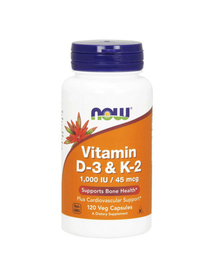 NOW Vitamin D-3 & K-2 1000 IU/45 mcg (120 veg caps)