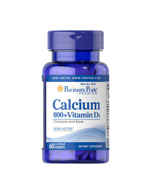 Puritan's Pride Calcium 600+ Vitamin D3 (60 caplets)