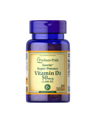 Puritan's Pride Vitamin D3 50 mcg (2000 IU) (100 softgels)