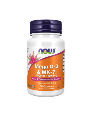 NOW Mega D-3 & MK-7 5000 IU / 180 mcg (60 veg caps)
