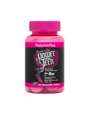 Natures Plus Power Teen for Her multivitamin (60 chew tabs, wild berry)