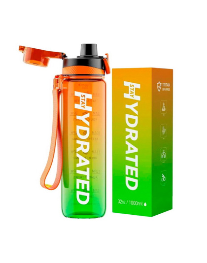 Brave U Hydrate Waterbottle (1 L, orange/green)